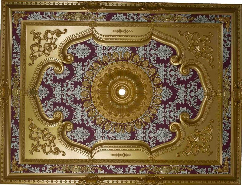 PALACE CEILING ROSE - POLYSTYRENE  - RECTANGULAR - DD120160-AB - ELEGANCE GOLD MAROON 120*160cm