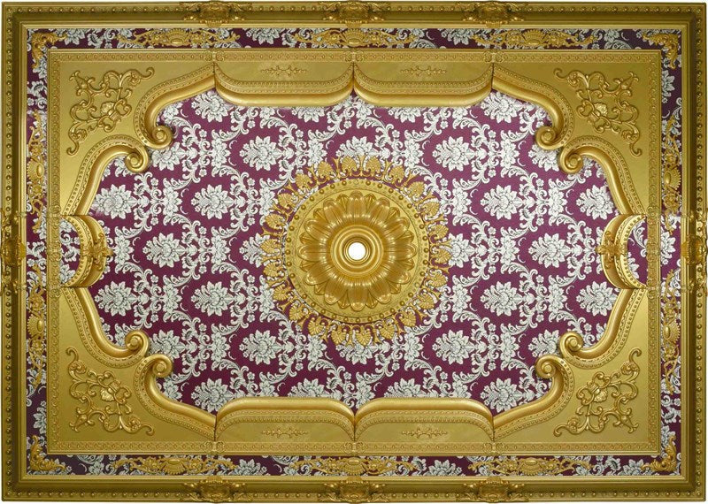 PALACE CEILING ROSE - POLYSTYRENE - RECTANGULAR -  DD140200-AB - ELEGANCE GOLD MAROON 140*200cm