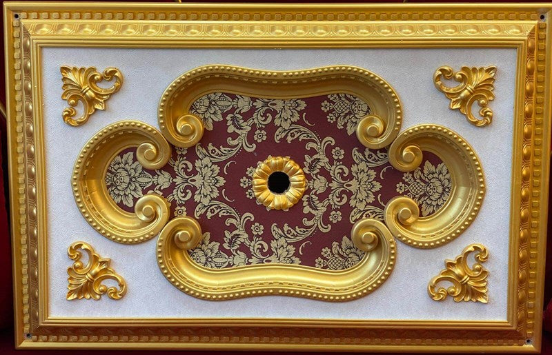 PALACE CEILING ROSE - POLYSTYRENE  - RECTANGULAR - DD6090-AB - GOLD MAROON 60*90cm