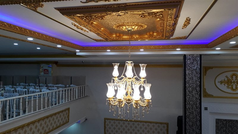 PALACE CEILING ROSE - POLYSTYRENE - RECTANGULAR -  DD140200-A - ELEGANCE GOLD 140*200cm