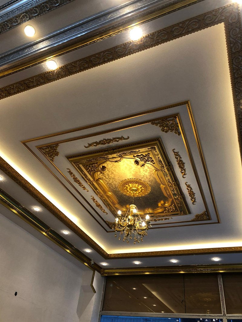 PALACE CEILING ROSE - POLYSTYRENE - RECTANGULAR -  DD140200-A - ELEGANCE GOLD 140*200cm