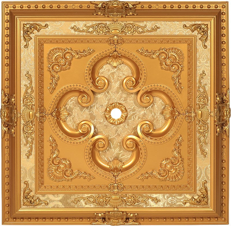 PALACE CEILING ROSE - POLYSTYRENE - SQUARE - DK90-A - GOLD 90*90cm