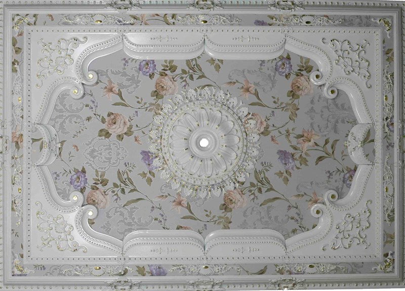 PALACE CEILING ROSE - POLYSTYRENE - RECTANGULAR - DD140200-BA - ELEGANCE WHITE GOLD 140*200cm