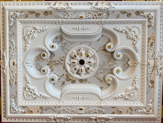 PALACE CEILING ROSE - POLYSTYRENE - RECTANGULAR - DD90120-BA - WHITE GOLD 90*120cm