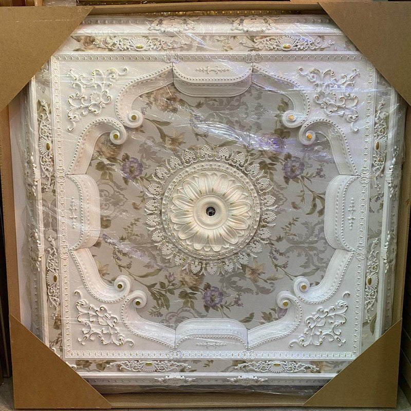 PALACE CEILING ROSE - POLYSTYRENE - SQUARE - DK150-BA - WHITE GOLD 150*150cm