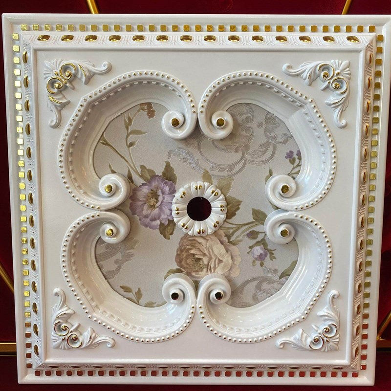 PALACE CEILING ROSE - POLYSTYRENE - SQUARE - DK60-BA - WHITE GOLD 60*60cm