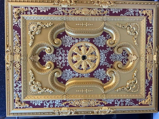 PALACE CEILING ROSE - POLYSTYRENE - RECTANGULAR - DD90120-AB - GOLD MAROON 90*120cm