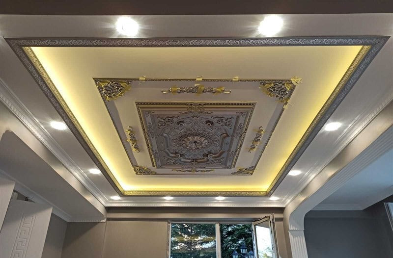 PALACE CEILING ROSE - POLYSTYRENE - RECTANGULAR - DD120160-G - ELEGANCE SILVER 120*160cm